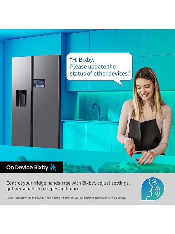 Samsung Series 8 On-device Bixby RS80F66KBTEU Wifi Connected Plumbed Total No Frost American Fridge Freezer - Silver - B Rated - Image 3